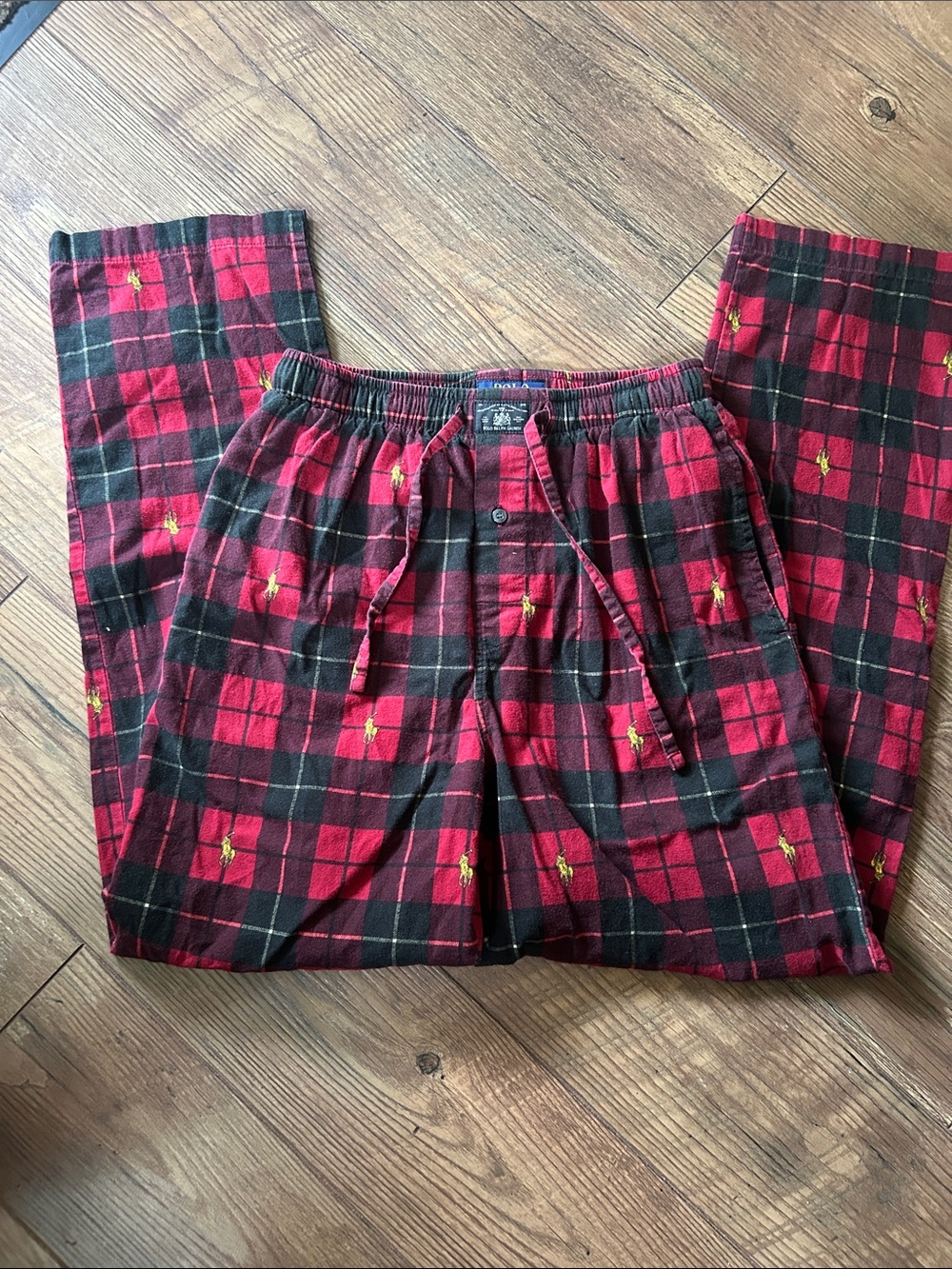 Polo by Ralph Lauren Red and Black Plaid Flannel Sleepware Pants